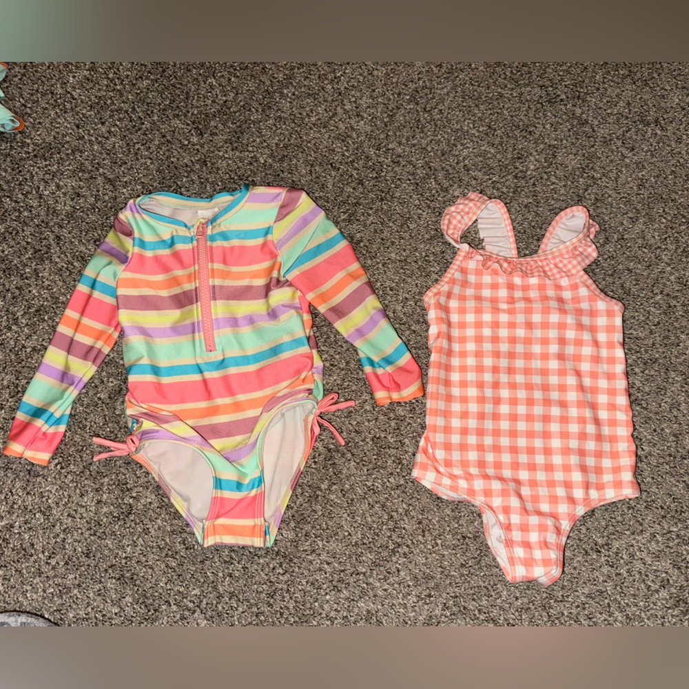 Cat & Jack / carters Multicolor Striped and Gingham Swimsuit Set 2T